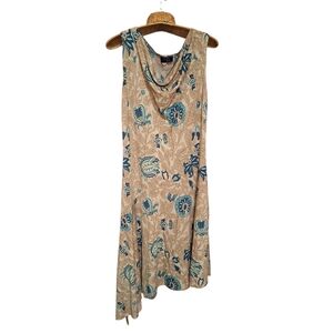 RAG Y2K Cowl Neck Sleeveless Dress Floral Asymmetrical Hem Fairycore Large Bloom